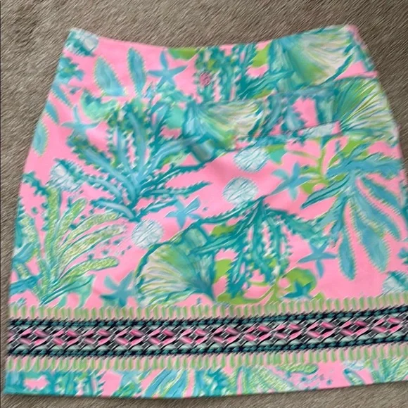 Lilly Pulitzer Pink and Green Embellished Mini Skirt - Picture 2 of 4